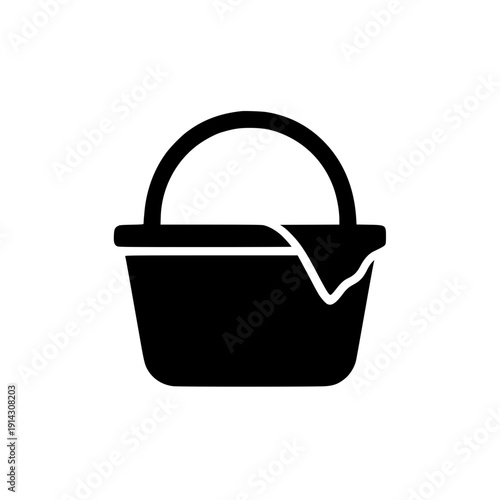 Paint bucket icon in black silhouette style