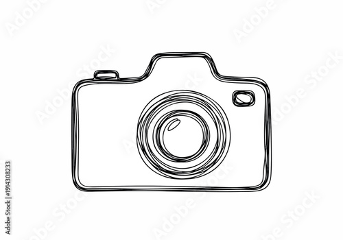 Black and white sketch of a vintage camera, a classic symbol of photography and artistic expression, perfect for creative projects and visual storytelling