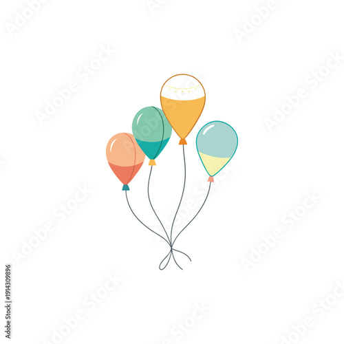Colorful balloons tied together floating in the air  festive decoration