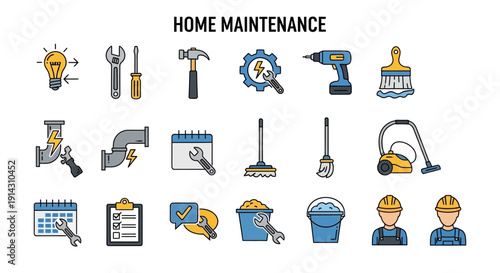 Home Maintenance Vector Icons Set