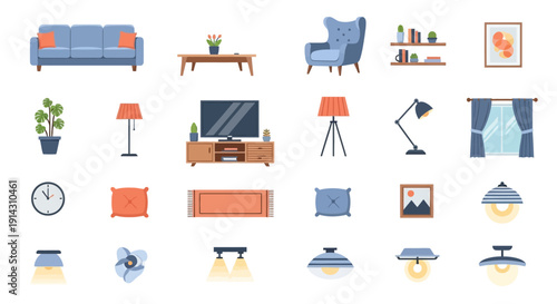 Collection of interior design and home decor elements.