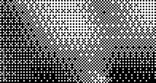 Bitmap halftone abstract texture shows pixelated gradient gradation with dither effect. Retro y2k game computer tech techno vibe, vintage cyberpunk grain noise bit pixel art feel, digital mood glitch.