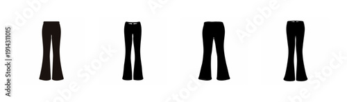 Four pairs of pants showcasing different styles and colors Vector, illustration