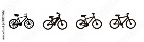 Four different styles of bicycles lined up for comparison Vector, illustration