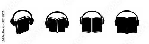 Four stages of over-ear headphones design evolution shown side by side Vector, illustration