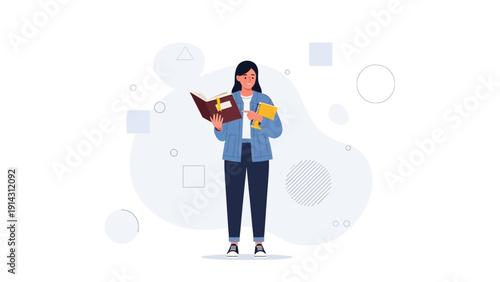 Young Woman Reading Book, Knowledge, Education, Learning, Study, Intelligence