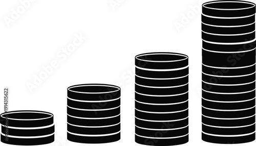 Stacked Coin Growth Illustration Depicting Savings Accumulation, Investment Progression, Financial Planning, Wealth Concept, and Economic Development Design