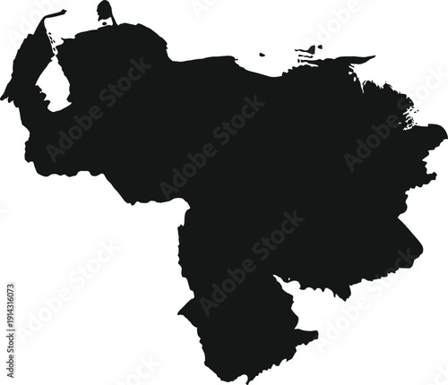 Accurate silhouette map of Venezuela with real geographic proportions. High-resolution vector EPS isolated on white background for infographics, education, and travel design.