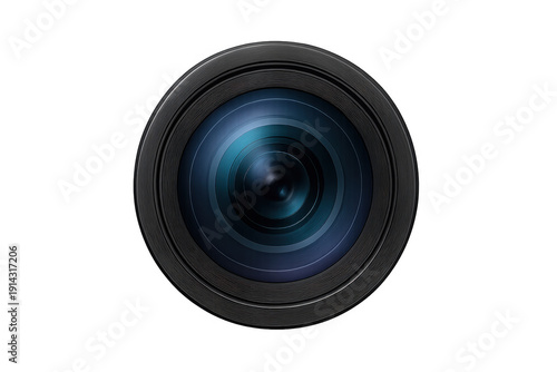 Camera lens front view with aperture blades