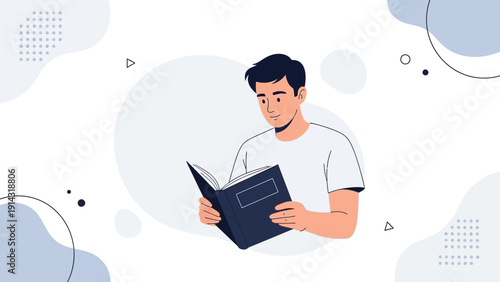 Man Reading Book, Education, Knowledge, Studying, Learning, Intelligence, Concentration