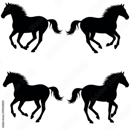 set of horse silhouettes
