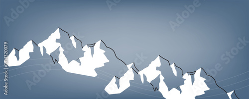 Blue Ice Mountain line art print. wallpaper design for cover background. Abstract contemporary aesthetic backgrounds landscapes. vector illustrations