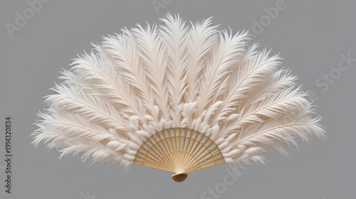 Burlesque feather fan isolated on transparent background, PNG, set of