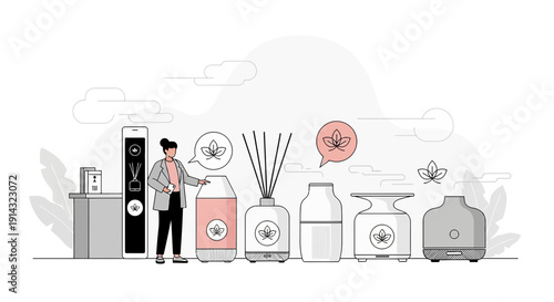 Aromatherapy Products & Essential Oil Diffusers - Illustration