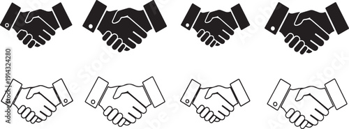 Handshake icons for business partnerships and agreements