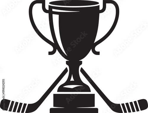 Black Hockey Trophy and Sticks Silhouette