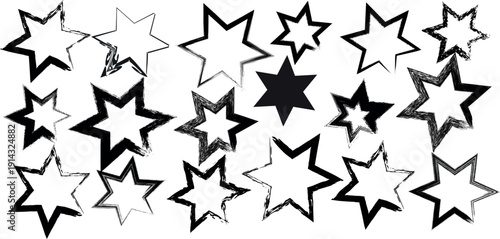 A collection of various black shapes on a white background for design and artistic purposes