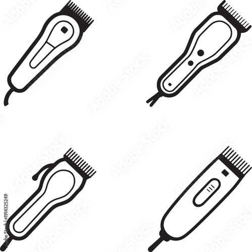 hair cutting Grooming Machin Hair Clippers icon set