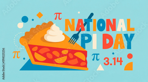 Celebrating Pi Day with a Delicious Slice of Pie, Mathematical Symbol Pi, and Festive Decorations - A Perfect Treat