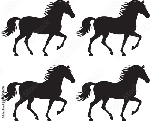 Galloping Horses Silhouettes set