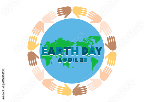 アースデーのイラスト 世界地図を囲む手