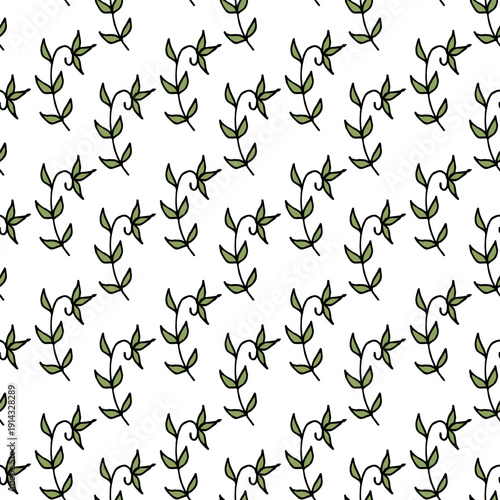 Seamless pattern with lovely decorative elements with leaves.eps