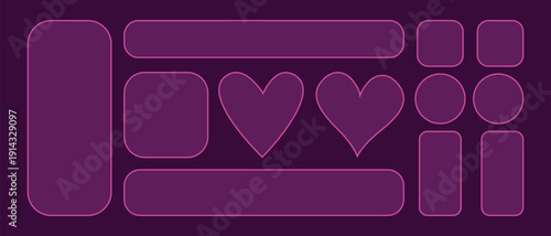 Futuristic magenta glowing user interface component collection