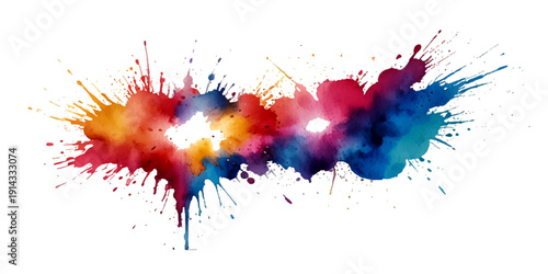 Colorful abstract watercolor paint splash background with dynamic rainbow ink explosion for creative web banner