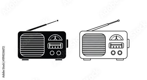 Two vintage radios in contrasting styles a bold silhouette