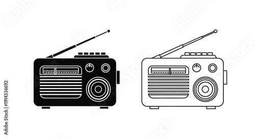 Two vintage radios in contrasting styles a striking silhouette
