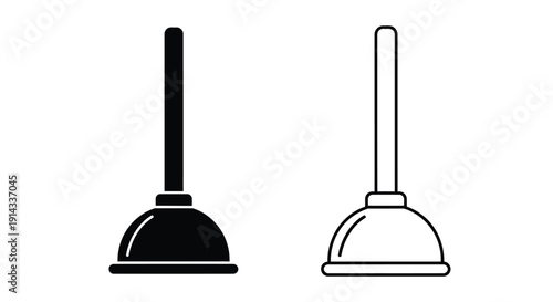 Two plungers depicted in a stark black silhouette