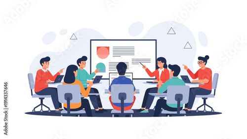 Team Meeting in Office: Collaboration, Presentation, and Discussion