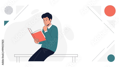 Man Reading Book, Thinking, Knowledge, Education, Learning, Studying, Concentration
