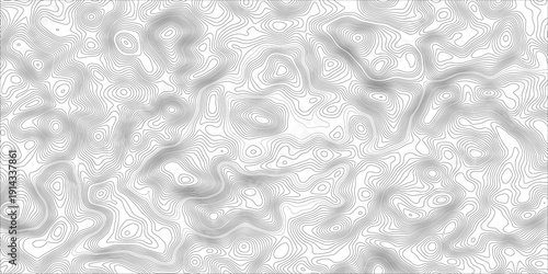 Clean white terrain relief pattern with concentric contour lines, organic shapes, and subtle shadows creating a minimal geographic background for cartography and creative design projects