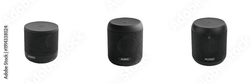 Fényképezés Modern Black Smart Speaker Set, Portable Wireless Bluetooth Audio Devices for Ho