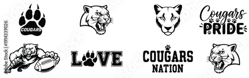 Wildcat Illustrations with Paw Prints