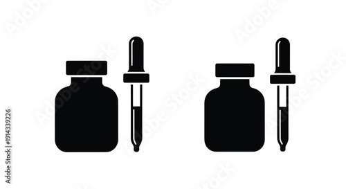 Two black bottle and dropper illustrations a striking silhouette