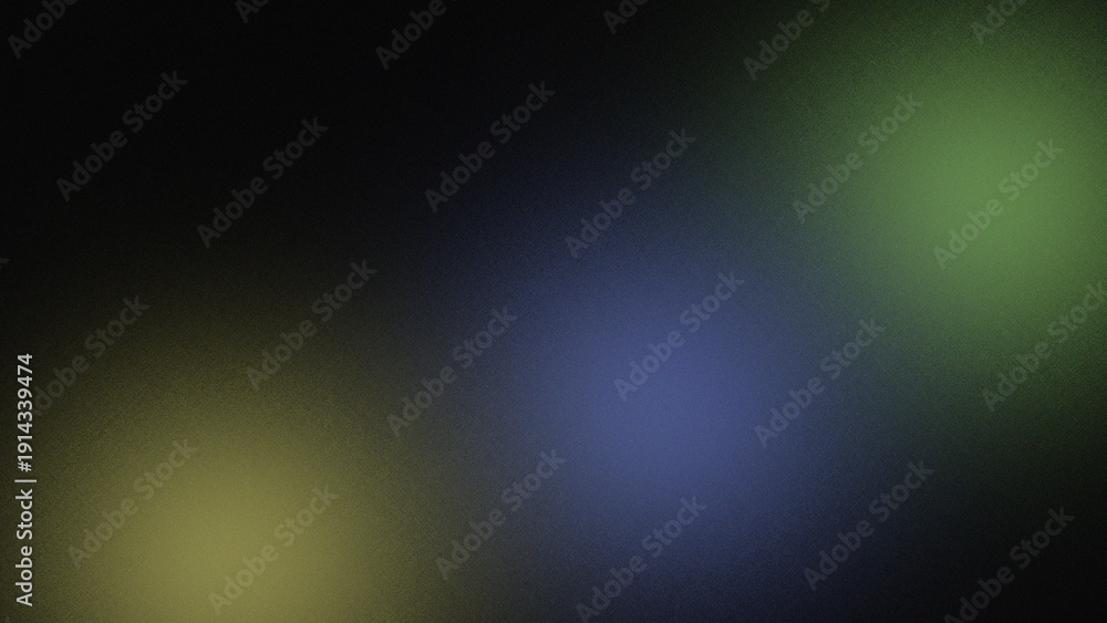 Fototapeta premium Abstract digital background features grainy texture and subtle gradients of deep blue green and yellow light.
