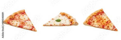 Canvas Print Classic Italian Pizza Slices Set, Fresh Margherita and Cheese Pizza Wedges with