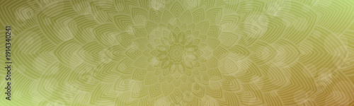 Background with a mandal design, Round mandala on dreamy peach fuzz gradient background. Translucent mesh pattern in the form of a mandala. Gradient background with round