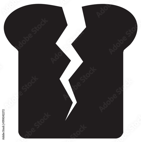 Broken slice of bread silhouette, a symbol for gluten free diet and food allergy
