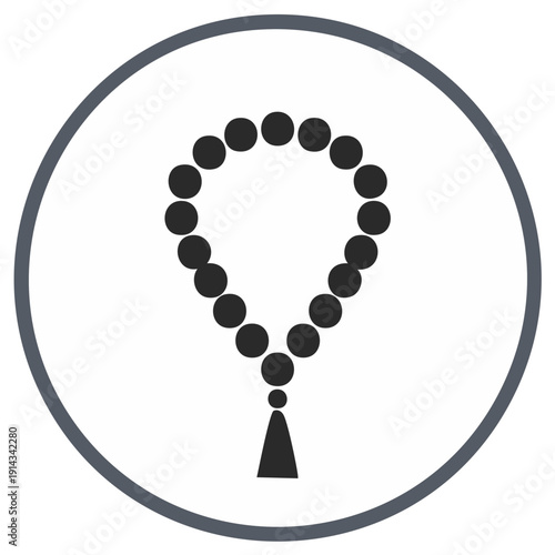 Black prayer beads in circle graphic for religious devotion meditation faith spiritual practice