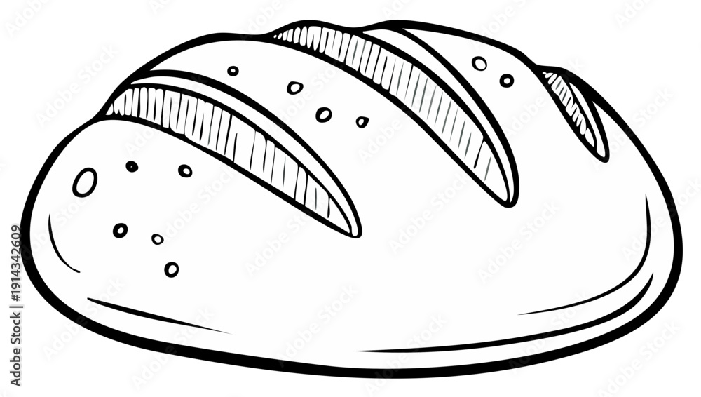 custom made wallpaper toronto digitalLine Art Illustration of a Rustic Loaf of Bread with Scoring Marks and Seeds