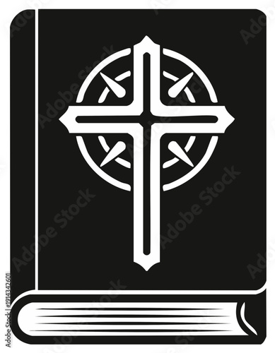 Christian Cross and Compass Rose on Open Book Symbolizing Faith and Guidance