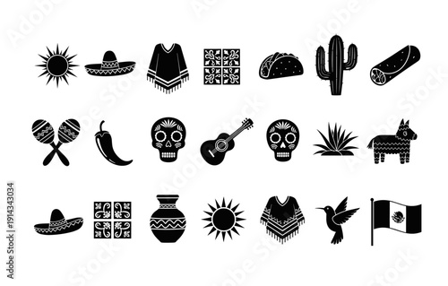 Mexican culture symbols: traditional icons and festive designs