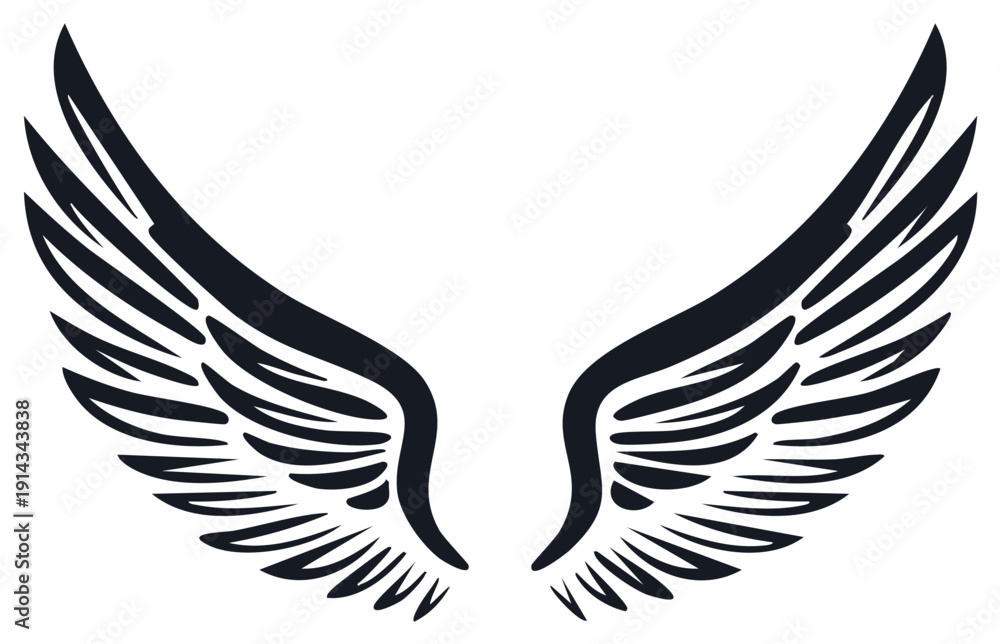 Fototapeta premium Stylized graphic illustration of wings, showing flight and freedom.