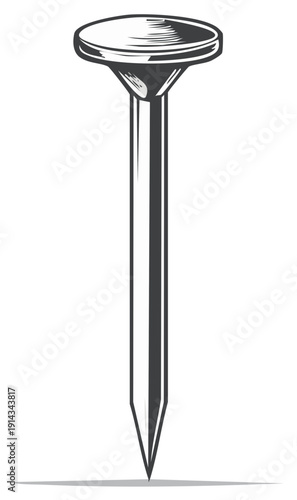 Sharp Metal Nail Object With Round Head For Construction And Crafting Projects