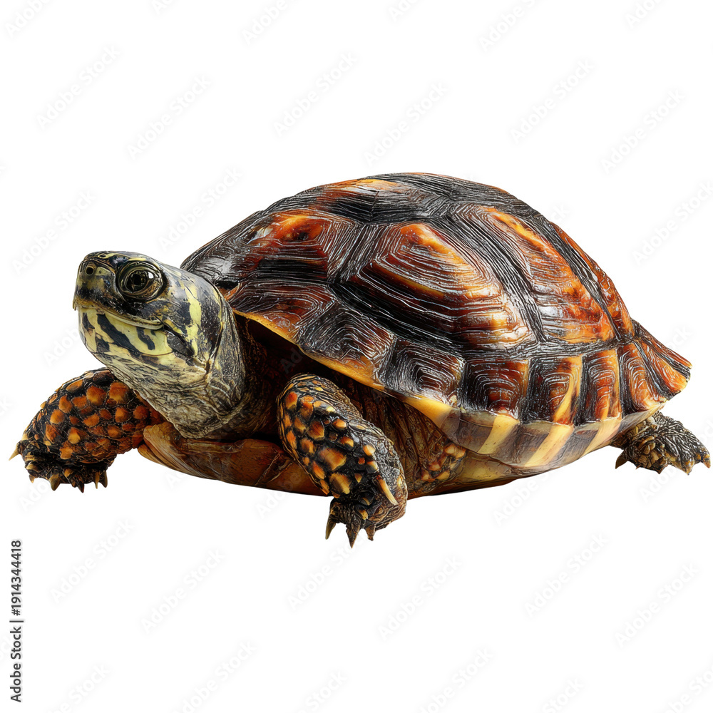 Obraz premium Detailed Close-Up of a Colorful Turtle Crawling on Surface