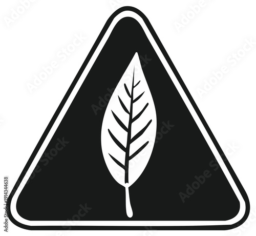 Ecology warning sign with a leaf icon environmental conservation symbol vector illustration