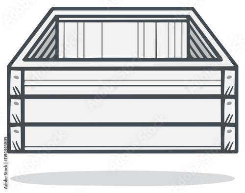 Wooden crate vector art empty storage container simple minimalist drawing